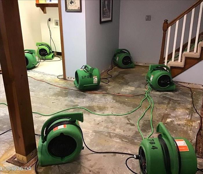 Basement with SERVPRO drying equipment