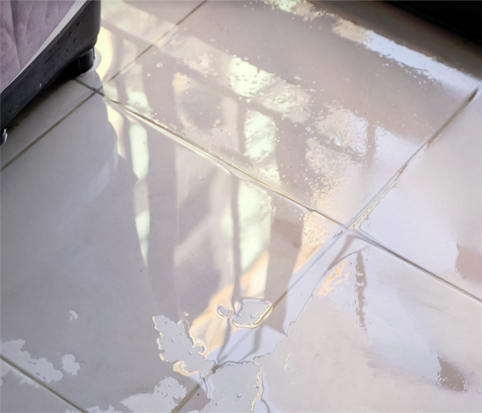 water covering the tile floor